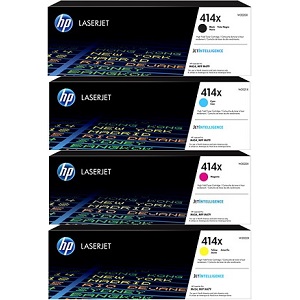 HP 414X Toner Cartridge Set Includes 1 Each of High Yield W2020X, W2021X, W2022X, W2023X
