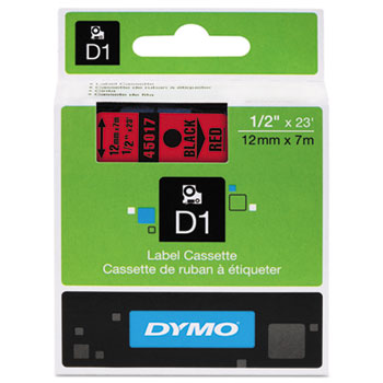 D1 Tape Black on Red 1/2" x 23'