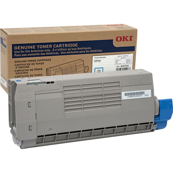 Oki 46507603 Cyan Toner Cartridge 46507603 Cyan Toner Cartridge; Yield: 11,500 pages