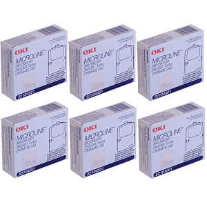 Okidata 52104001 Ribbon Cartridge Pack 52104001 Black Ribbon Cartridge 6-Pack; Yield: 2M Characters x 6