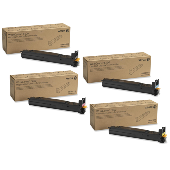 Xerox 6400 Toner Cartridge Set Includes 106R01316, 106R01317, 106R01318, 106R01319