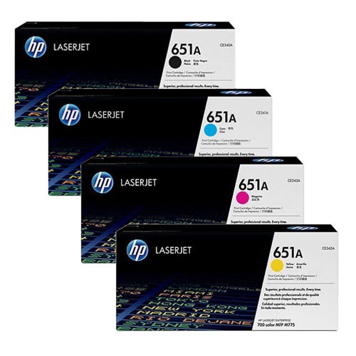 HP 651A Toner Cartridge Set Includes CE340A, CE341A, CE342A, CE343A