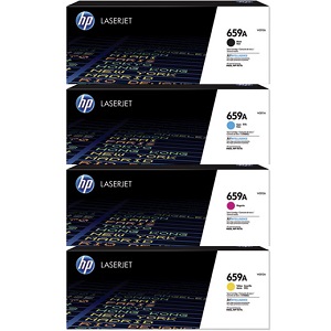 HP 659A Toner Cartridge Set HP 659A Toner Cartridge Set; Includes 1 Each of W2010A, W2011A, W2012A, W2013A (Black, Cyan, Magenta, Yellow)