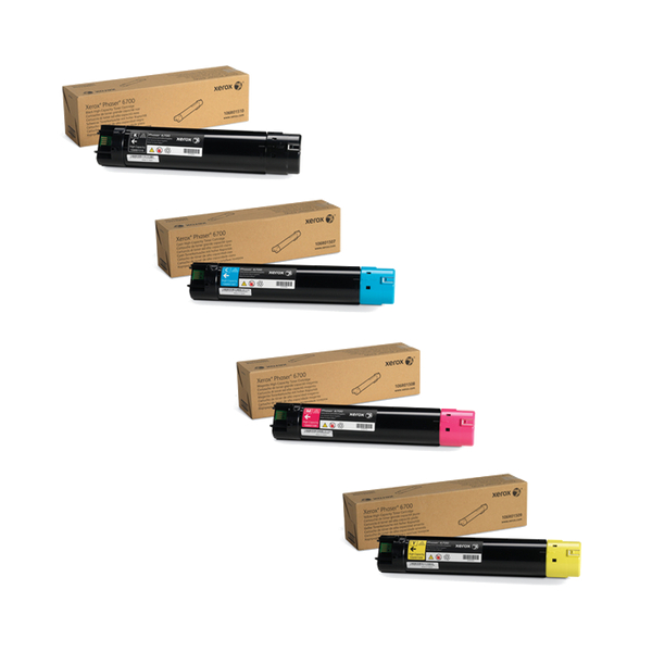 Xerox 6700 High Yield Toner Cartridge Set Includes 106R01510, 106R01507, 106R01508, 106R01509