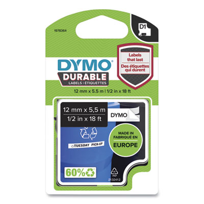 LABEL,1/2"X18',BK/WH