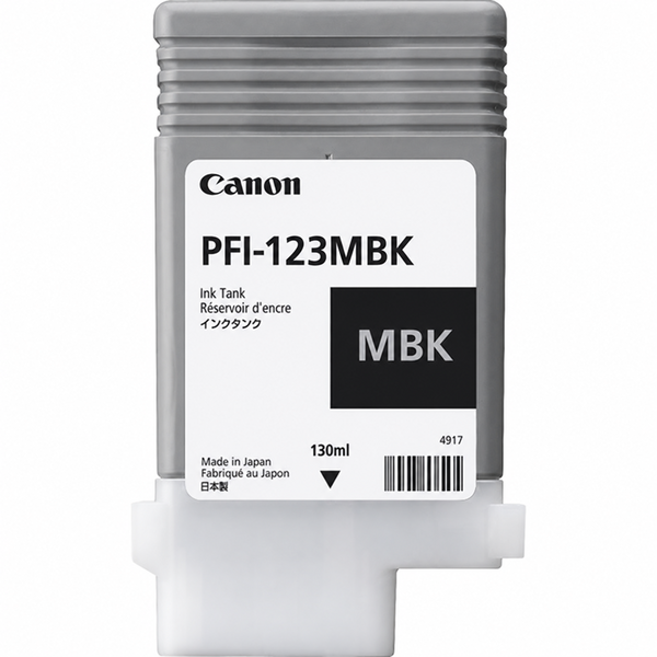 Canon PFI-123MBK Matte Black Ink Tank (7478C001) Canon (PFI-123MBK) imagePROGRAF TM-510, TM-510M, TM-610, TM-610M, TM-615. TX-1300 Pigment Matte Black Ink Tank (130ml)