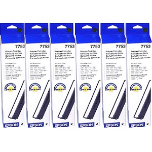 Epson 7753 Black Ribbon Cartridges 7753 Ribbon Cartridge 6-Pack; Yield: 2,000,000 x 6 characte