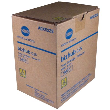 Konica Minolta TNP27Y Yellow Toner Cartridge A0X5233 (TNP-27Y) Yellow Toner Cartridge; Yield: 6,000 pages