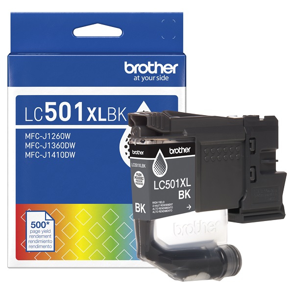 Brother LC501XLBK High Yield Black Ink Cartridge LC501XLBK Brother High Yield Black Ink Cartridge (500 Yield)