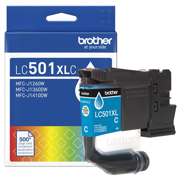 Brother LC501XLC High Yield Cyan Ink Cartridge LC501XLC Brother High Yield Cyan Ink Cartridge (500 Yield)