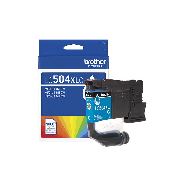 Brother LC504XLC High Yield Cyan Ink Cartridge LC504XLC Brother High Yield Cyan Ink Cartridge (1,000 Yield)