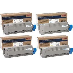 Okidata C612 Toner Cartridge Set Includes 1 Each of 46507504, 46507503, 46507502, 46507501
