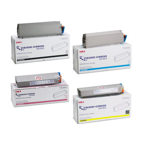 Okidata C9300 Toner Cartridge Set Includes 41963604, 41963601, 41963602, 41963603