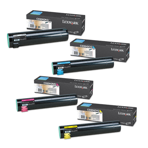 Lexmark C935 Toner Cartridge Set Includes High Yield C930H2KG, C930H2CG, C930H2MG, C930H2YG