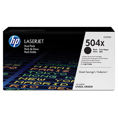 HP 504X Dual Pack; 2 Pack of CE250X