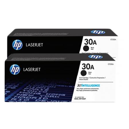 HP 30A 2-pack Black Toner Cartridges (Includes 2 x CF230A); Yield Per cartridge: 1,600 pages