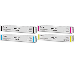 Canon 034 Toner Cartridge Set Includes Canon 034 Black, Cyan, Magenta, Yellow