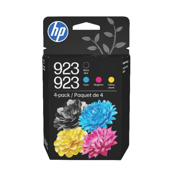 HP 923 Cyan/Magenta/Yellow/Black Ink Cartridge Combo 4-pack, 6C3Y6LN HP 923 (6C3Y6LN) CMYK Ink Cartridge Combo 4-Pack (1,700 Yield)
