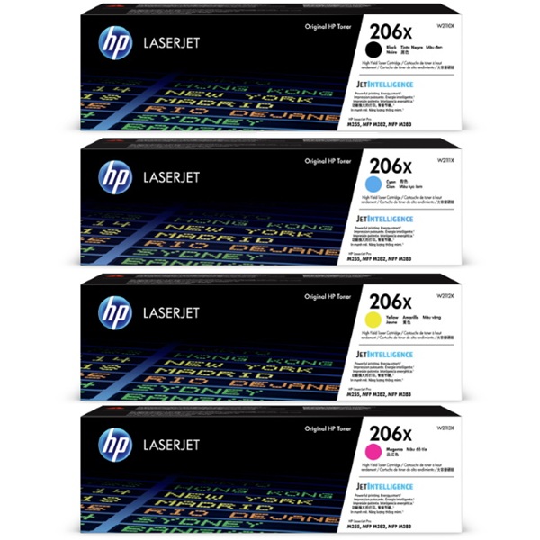 HP 206X KCYM Quad LaserJet Toner Crtg (W2110X, W2111X, W2112X, W2113X)