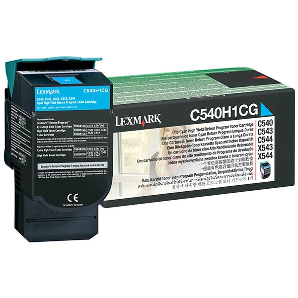 Lexmark High Yield Cyan Return Program Toner Cartridge for US Government (2,000 Yield) (TAA Compliant Version of C540H1CG)