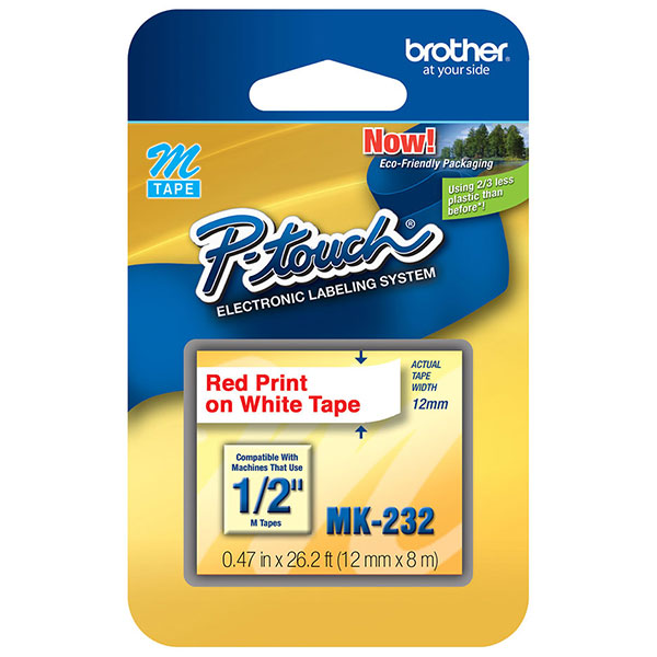 M-K232 1/2" (12MM) Red on White M tape