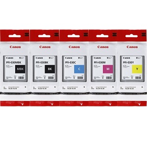 PFI-030 5-Pack; Includes 55 ml Black, Matte Black, Cyan, Magenta, Yellow