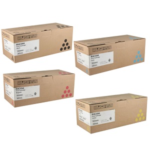 Ricoh SPC310HA Toner Cartridge Set Includes High Yield 406475, 406476, 406477, 406478