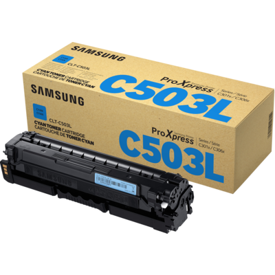 Samsung CLT-C503L High Yield Cyan Toner Cartridge; Yield: 5,000 pages