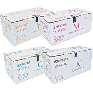 Kyocera TK5232 Toner Cartridge Set Includes 1 Each of High Yield TK5232K, TK5232C, TK5232M, TK5232Y