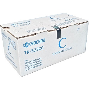 Kyocera TK5232C Cyan Toner Cartridge TK-5232C (1T02R9CUS0) High Yield Cyan Toner Cartridge; Yield: 2,200 pages