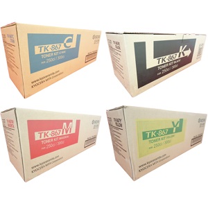 Kyocera TK867 Toner Cartridge Set Includes 1 Each of TK867K, TK867C, TK867M, TK867Y