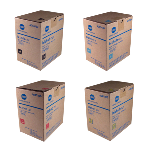 Konica Minolta TNP27 Toner Cartridge Set Includes TNP27K, TNP27C, TNP27M, TNP27Y