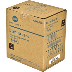 Konica Minolta TNP51K Black Toner Cartridge A0X5135 (TNP-51K) Black Toner Cartridge; Yield: 6,000 pages