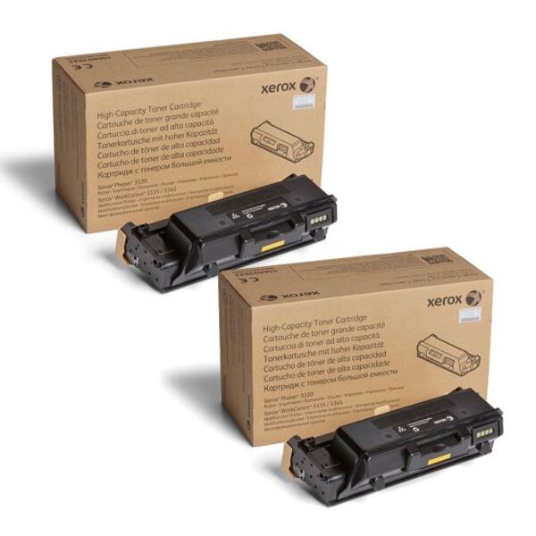 Xerox Phaser 3330, WorkCentre 3335/3345 Toner Bundle 2 High Capacity Toner Cartridges (106R03622, yield: 8,500 pages each)