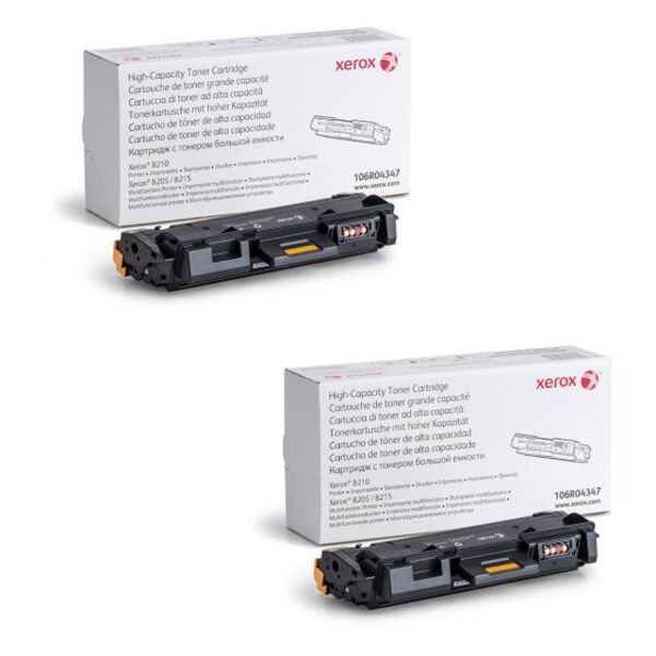 2 Black High Capacity Toner Cartridge (106R04347, yield: 3,000 pages each)