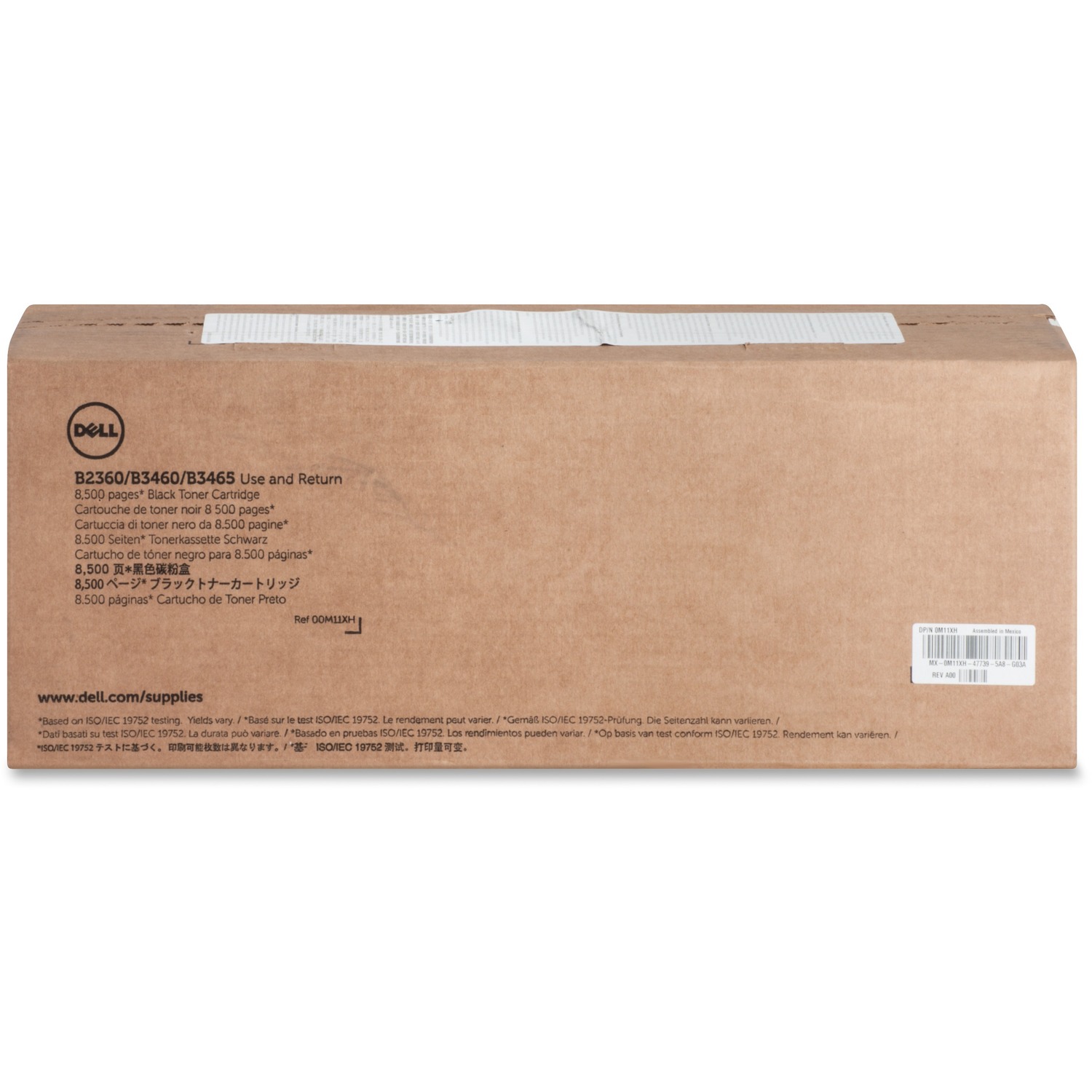 Dell M11XH Black Toner Cartridge Dell 331-9805 (C3NTP) Black Toner Cartridge; Yield: 8,500 pages