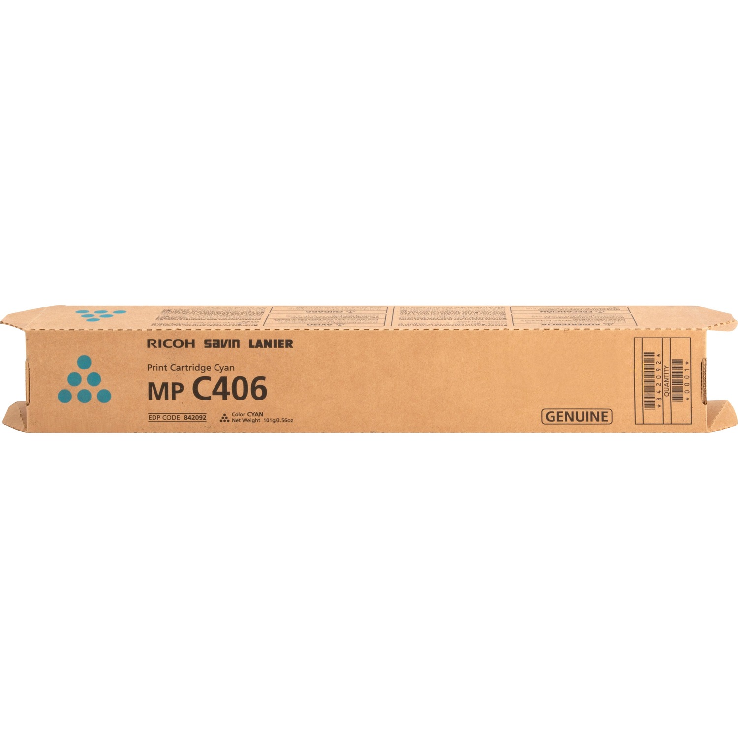MP C406 Cyan Toner Cartridge; Yield 6,000 pages