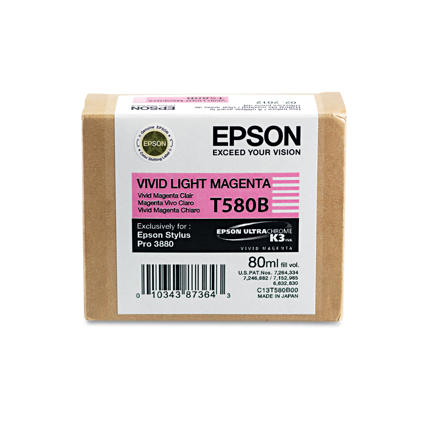 Epson T580B00 80 ml Vivid Light Magenta UltraChrome K3 Ink Cartridge