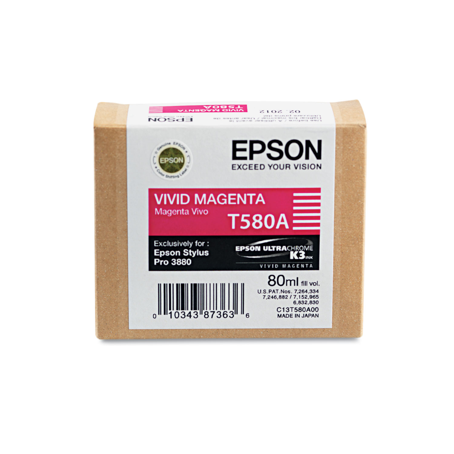 Epson T580A00 80 ml Vivid Magenta UltraChrome K3 Ink Cartridge