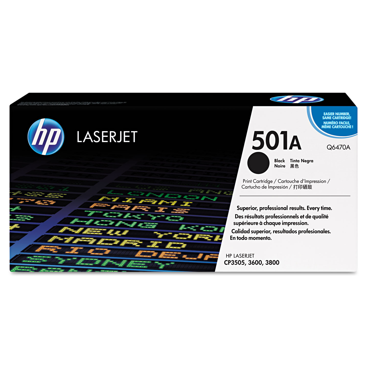 HP 501A Black Print Cartridge; Yield 6,000 pages