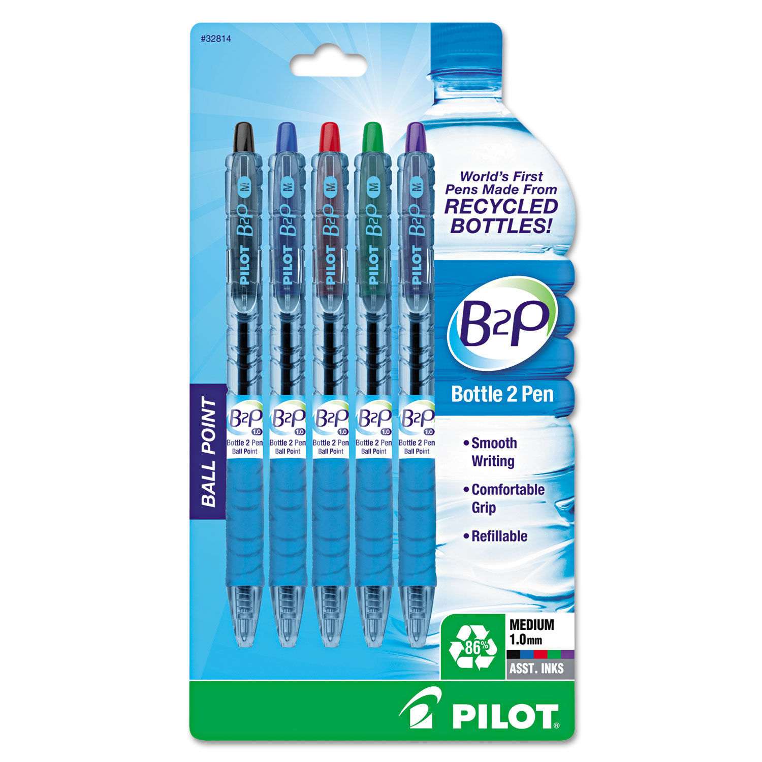 PEN,B2PBALLPT,MED,5PK,AST