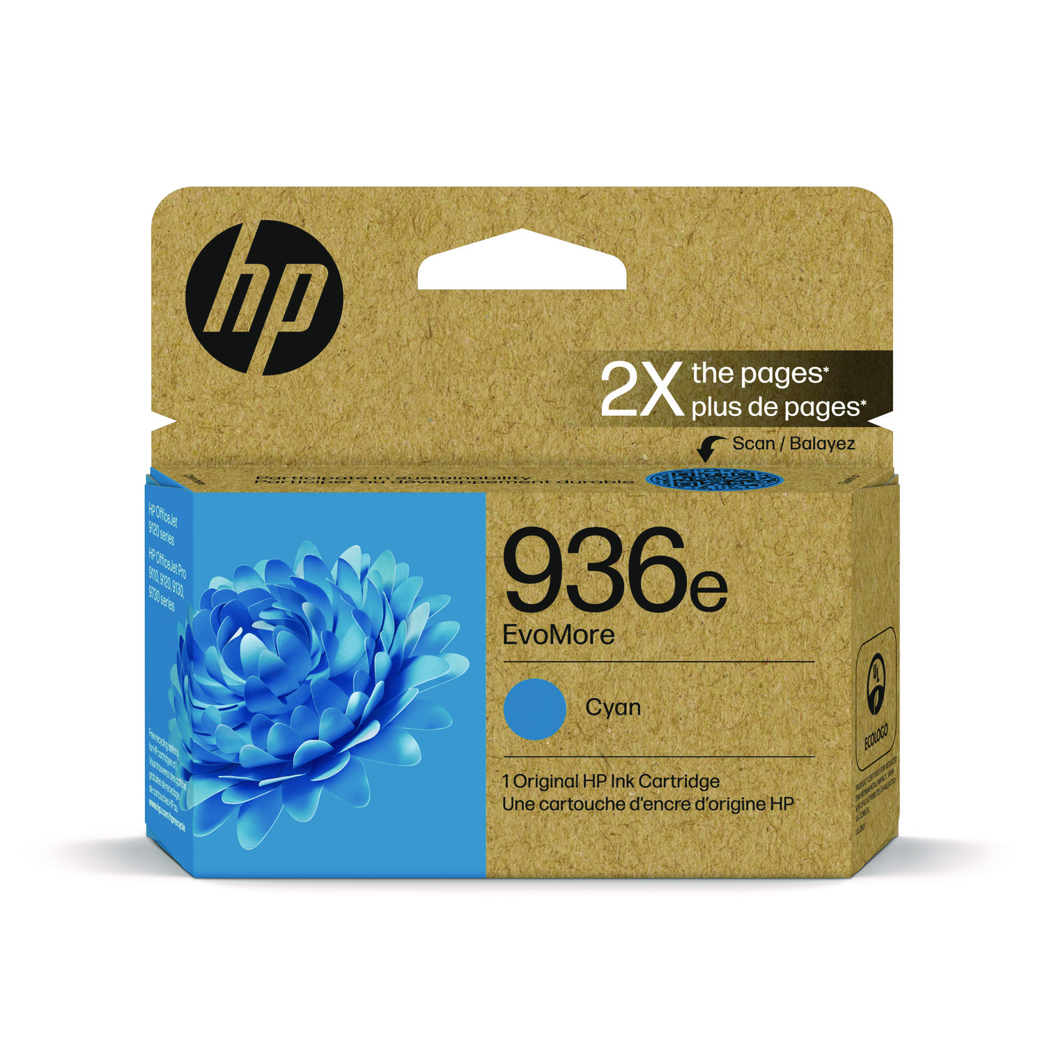 936e Cyan Ink Cartridge; Yield 1,650 pages