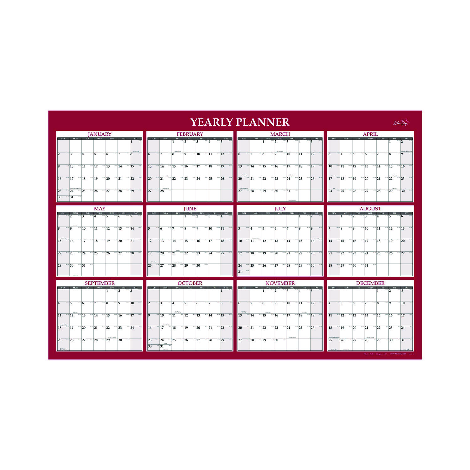 CALENDAR,LAM CAL RED 36X2