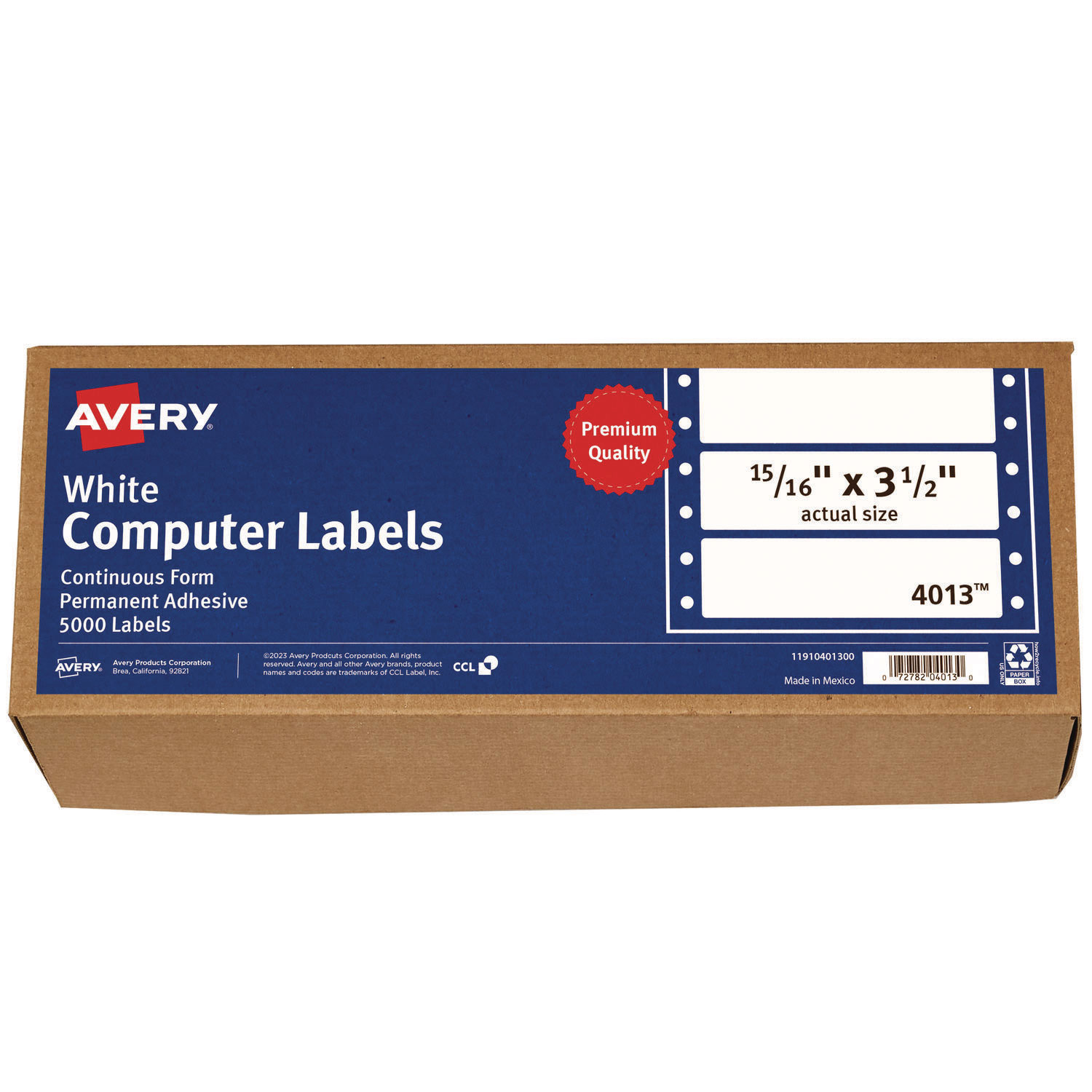 Dot Matrix Mailing Labels, 1 Across, 15/16 x 3 1/2, White, 5000/Box