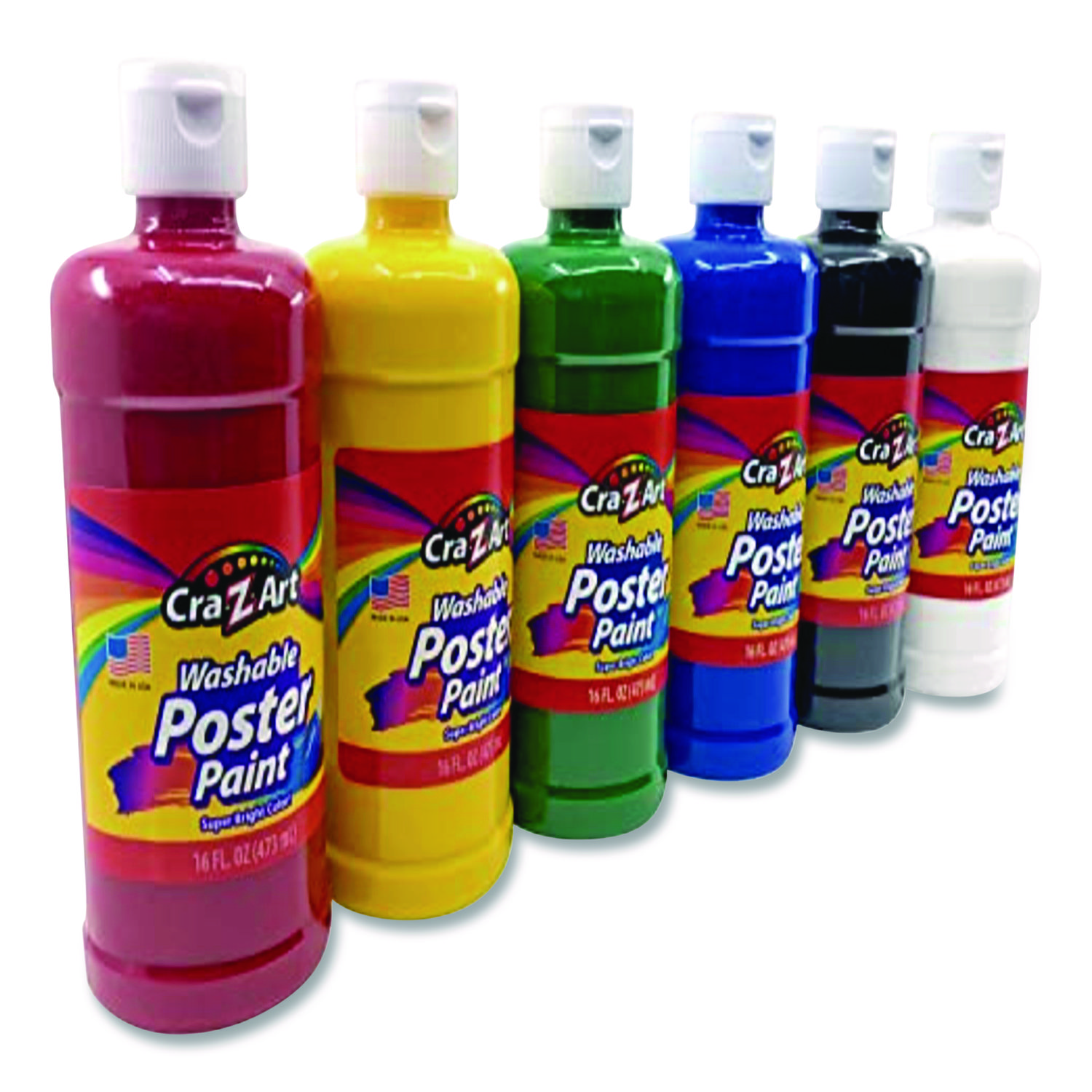 Cra-Z-Art Washable Kids Paint, Assorted Colors, 16 oz Bottle, 6
