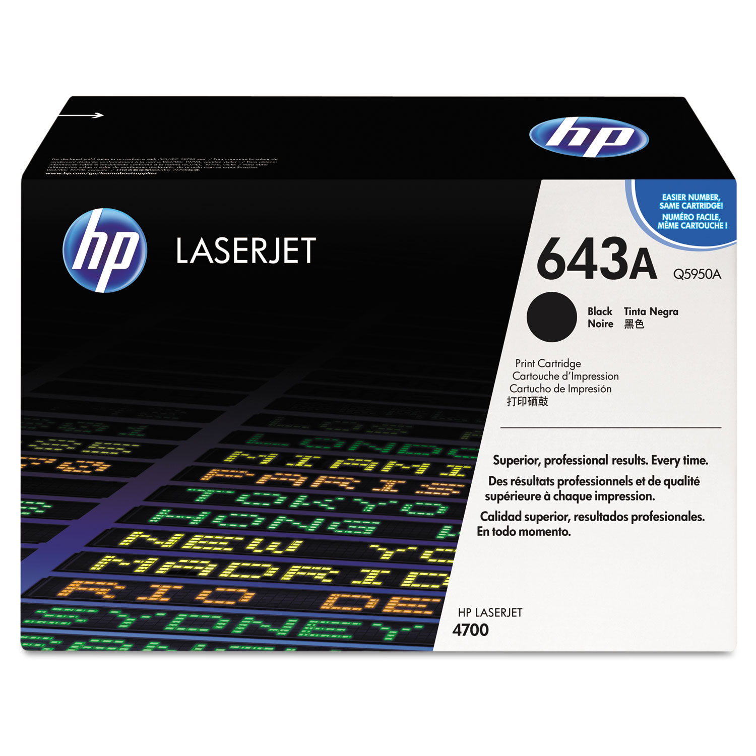 HP 643A Black Print Cartridge; Yield 11,000 pages