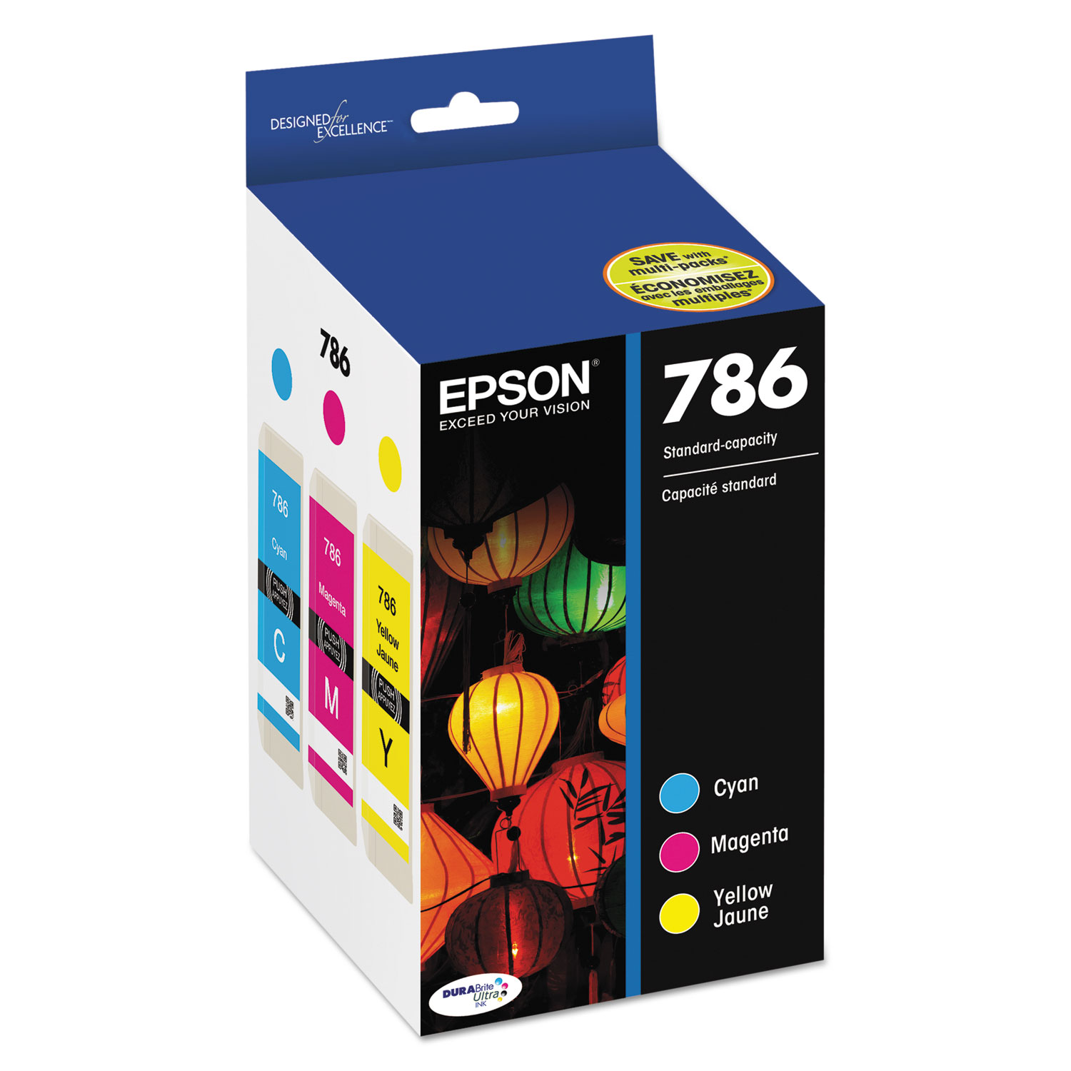 Epson 786 DURABrite Ultra Color Multi-Pack Ink Cartridge; Includes T786220, T786320, T786420