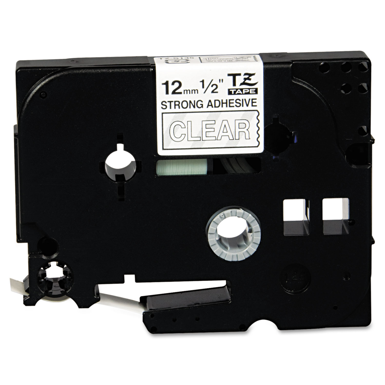 TZE-S135 1/2" (12MM) White on Clear Laminated Tape"
