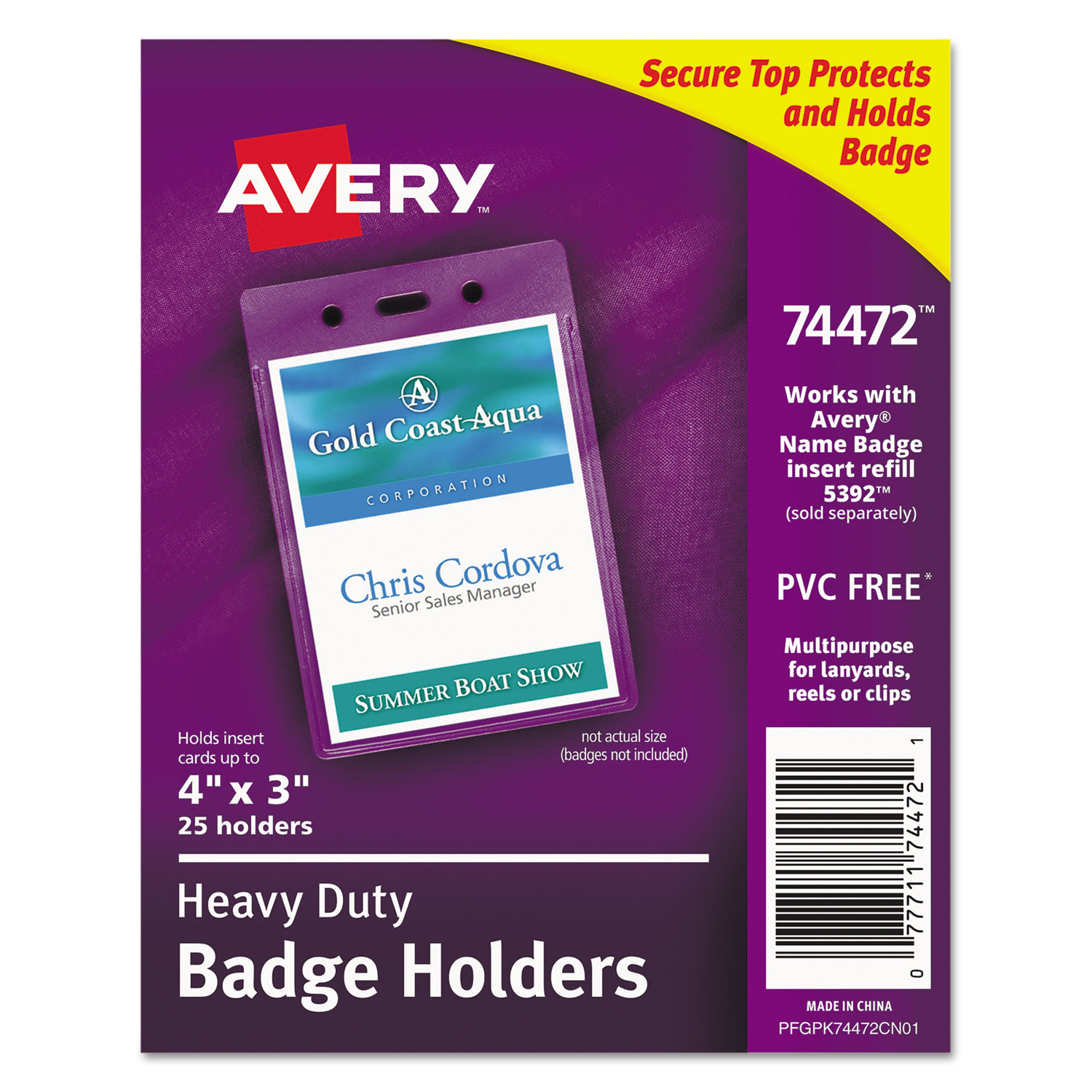 BADGE,3X4,TOP,25/PK,CLR