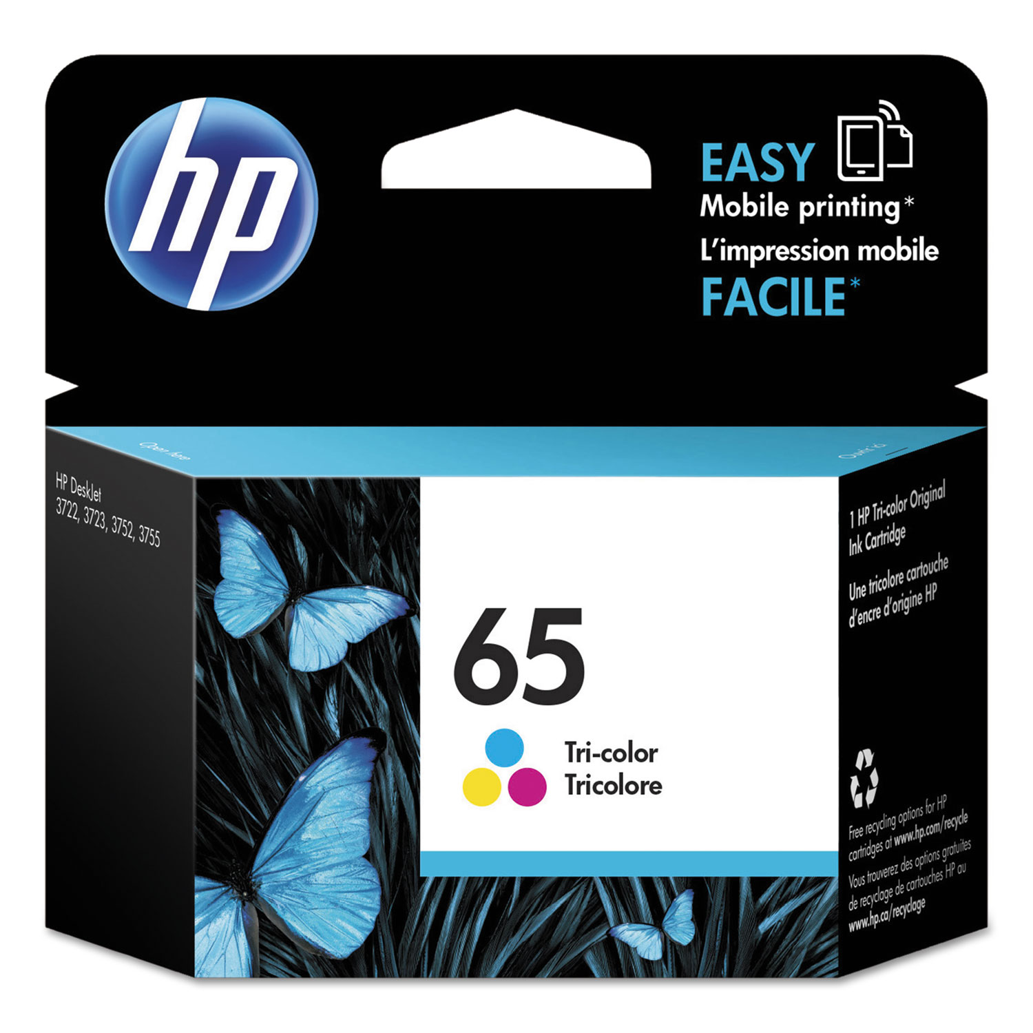 HP 65 Tri-color Ink Cartridge; Yield: 100 pages